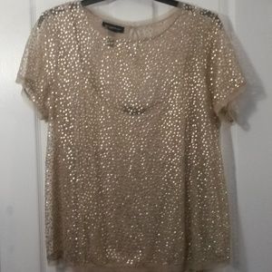 INC Woman Gold Sequin top Size 2X